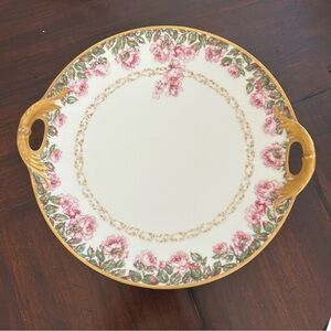Antique Haviland drop rose double handle plate